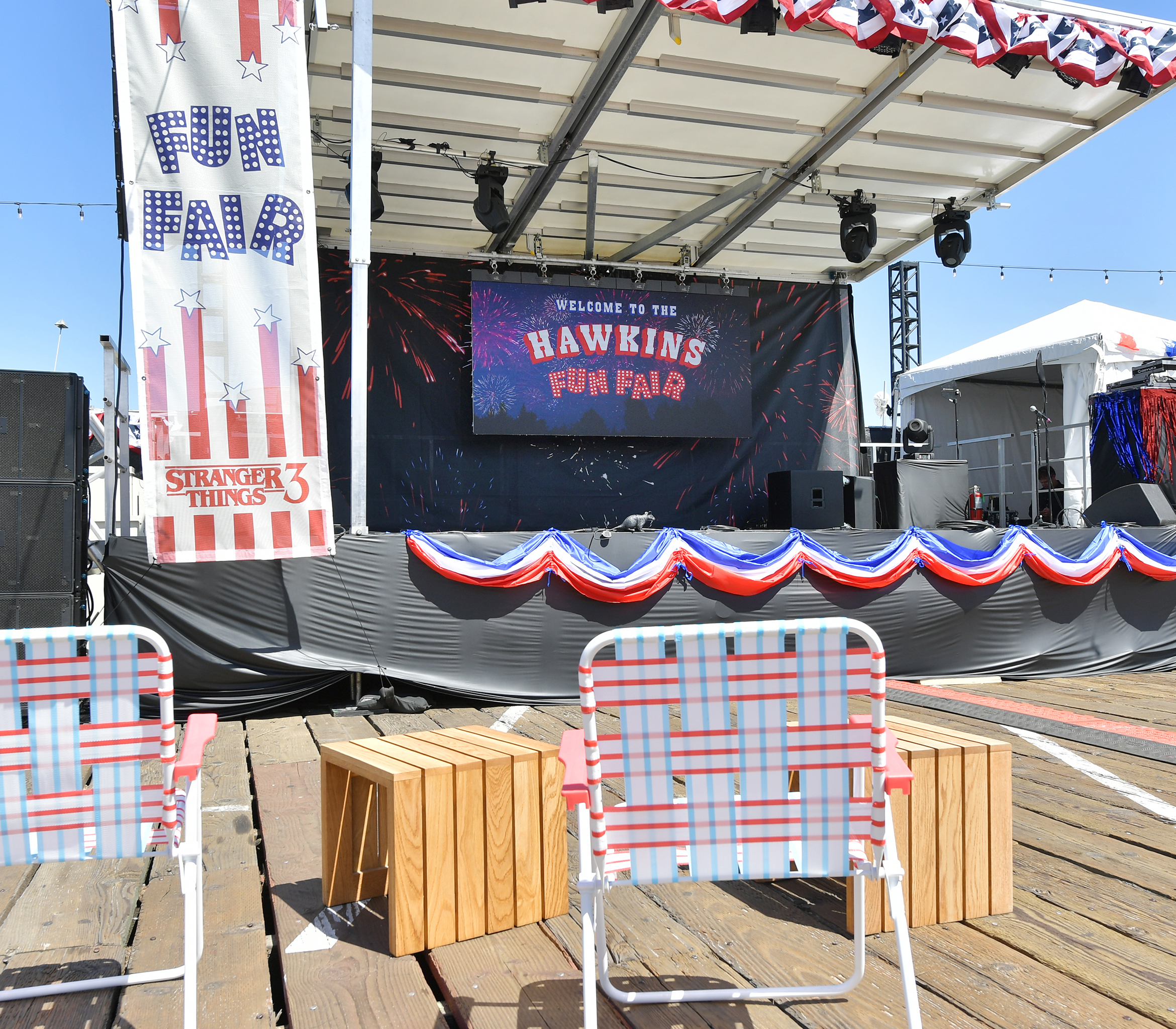 Stage Decorated for Hawkins 4th of July Celebration