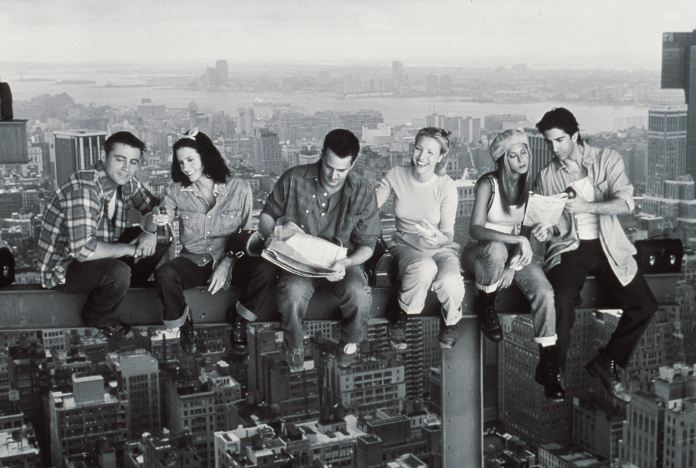 _Friends_ Cast on perched on building overlooking New York