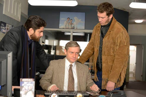 Fargo - Season 1 - "A Muddy Road" - Adam Goldberg as Mr. Numbers, Martin Freeman as Lester Nygaard, Russell Harvard as Mr. Wrench