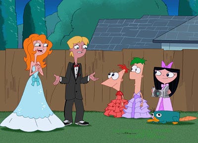 Phineas and Ferb - Season 2 - "Perry Lays An Egg/Gaming the System" - Candace, Jeremy, Phineas, Ferb, Isabella and Perry the Platypus