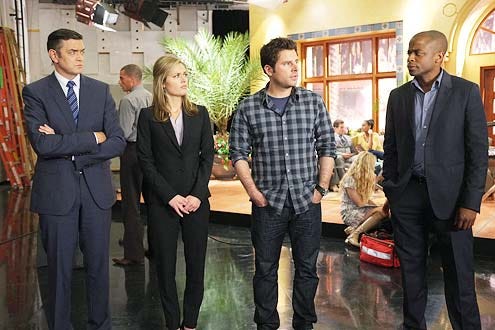 Psych - Season 8 - "Cloudy with a Chance of Improvement" - Timothy Omundson, Maggie Lawson, James Roday and Dule Hill