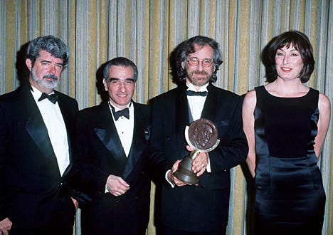 George Lucas, Martin Scorsese, Steven Spielberg & Anjelica Huston - Artists Rights Foundation Honors Steven Spielberg with 1995 John Huston Award