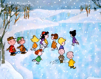 A Charlie Brown Christmas - The Peanuts gang skating