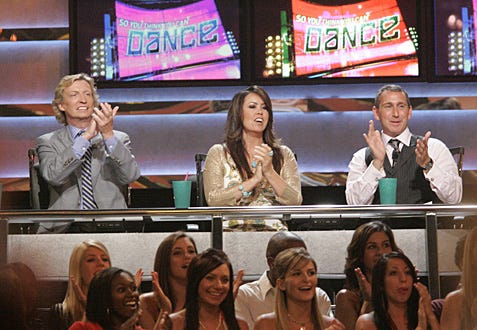 So You Think You Can Dance - Season 3 - Nigel Lythgoe (L), Mary Murphy (C) and guest judge, Director and Choreographer for "Hairspray" Adam Shankman (R) judge the competition.