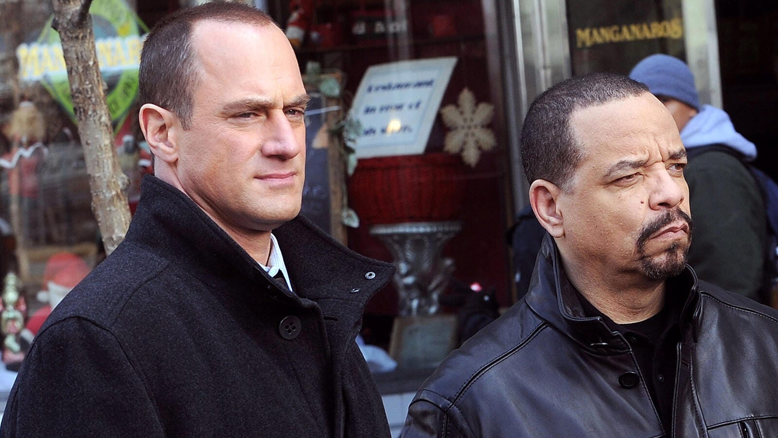 Christopher Meloni and Ice-T filming on location for Law & Order SVU
