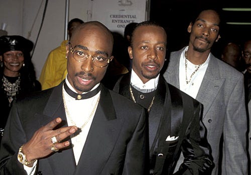 Tupac Shakur, M.C. Hammer and Snoop Dogg - 23rd Annual American Music Awards - Shrine Auditorium - Los Angeles, CA - Jan. 29, 1996