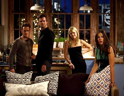 100 Questions - Season 1 - "What Brought You Here" - Christopher Moynihan as Mike, David Walton as Wayne, Collette Wolfe as Jill, Sophie Winkleman as Charlotte
