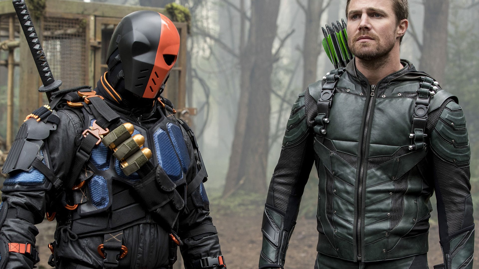 Manu Bennett and Stephen Amell, Arrow