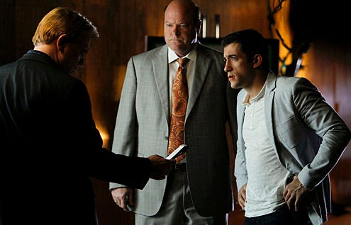 CSI: Miami - Season 9 - "Caged" - David Caruso as Horatio Caine, Rex Linn as Det. Frank Tripp and Jonathan Togo as Ryan Wolfe