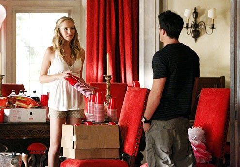 The Vampire Diaries - Season 3 - "The Birthday" - Candice Accola as Caroline and Michael Trevino as Tyler
