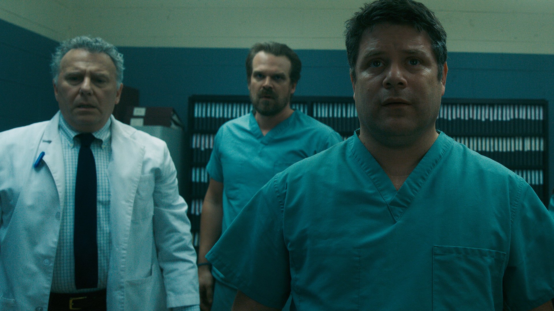 Paul Reiser, David Harbour and Sean Astin, Stranger Things