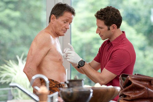 Royal Pains - Season 2 - "Comfort's Overrated" - Peter Strauss as Graham Barnes and Mark Feuerstein as Hank Lawson