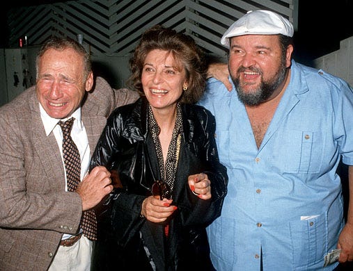 Mel Brooks, Anne Bancroft and Dom DeLuise - Spago's restaurant, Los Angeles, September 28, 1987