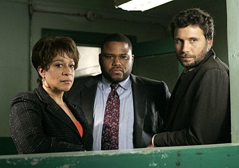 Law & Order - Season 19, "Challenged" - S. Epatha Merkerson as Lt. Anita Van Buren, Anthony Anderson as Det. Kevin Bernard, Jeremy Sisto as Cyrus Lupo