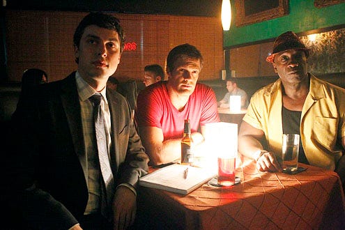 The Finder - Season 1 - "Bullets" - John Francis Daley, Geoff Stults and Michael Clarke Duncan