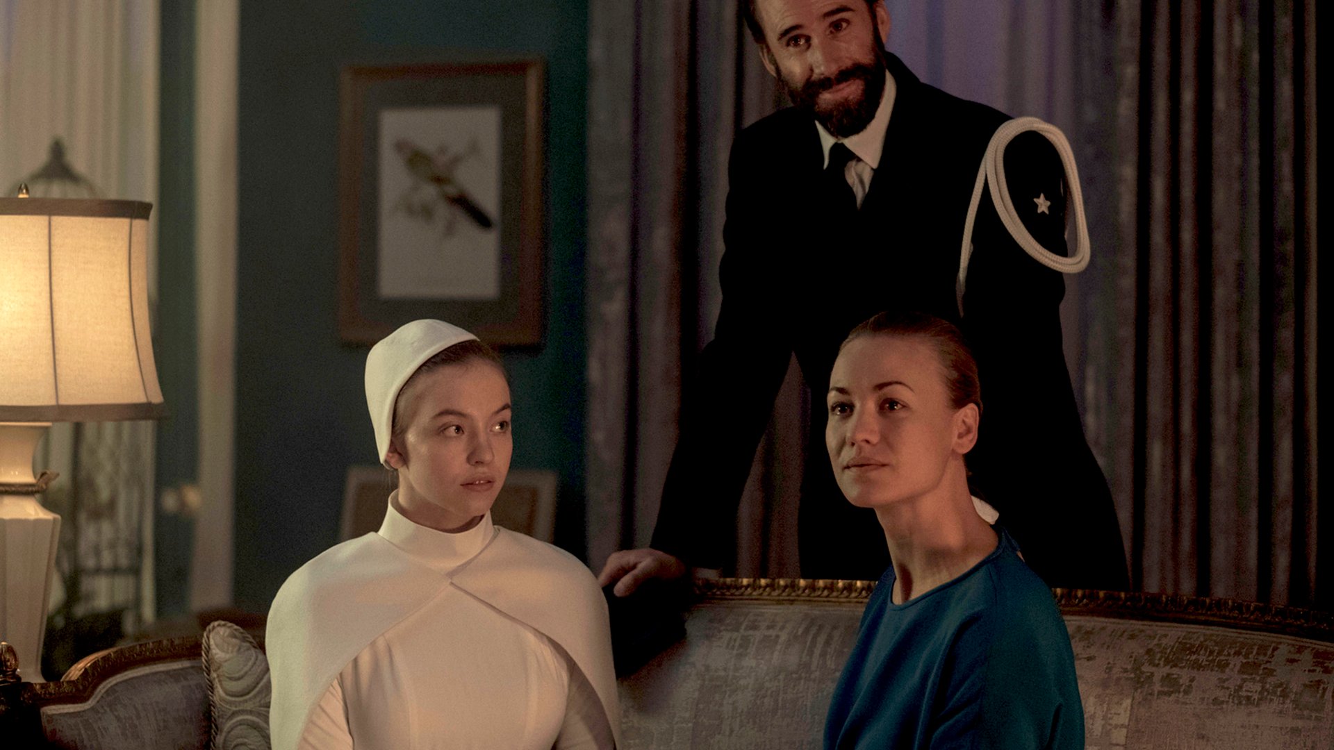 Sydney Sweeney, Joseph Fiennes and Yvonne Strahovski, The Handmaid's Tale