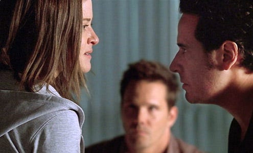 Numb3rs - Season 5 - "Disturbed" - Sarah Drew as Piper, Dylan Bruno as Colby and Rob Morrow as Don