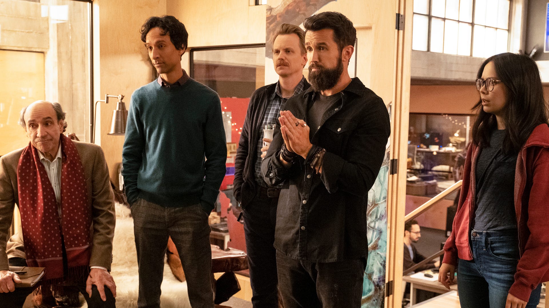 F. Murray Abraham, Danny Pudi, David Hornsby, Rob McElhenney and Charlotte Nicdao, Mythic Quest