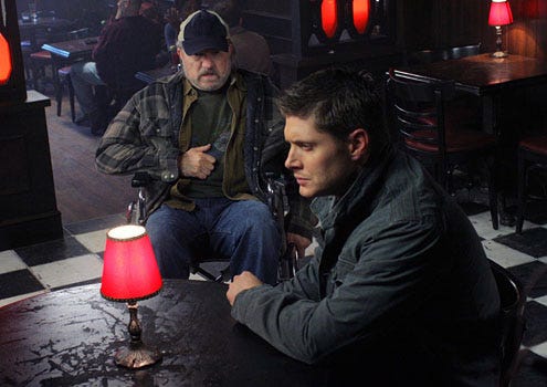 Supernatural - Season 5 - "The Curious Case of Dean Winchester" - Jim Beaver as Bobby and Jensen Ackles as Dean