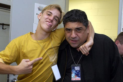 Aaron Carter and Vincent Pastore - "Rock to the Rescue" benefit concert, Oct. 2002