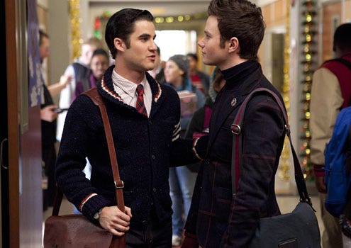 Glee - Season 3 - "Extraordinary Merry Christmas" - Darren Criss as Blaine and Chris Colfer as Kurt