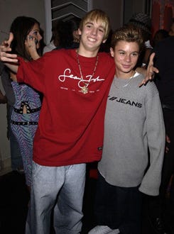 Aaron Carter and guest - Grammy Awards  BMG after party, February 27, 2002