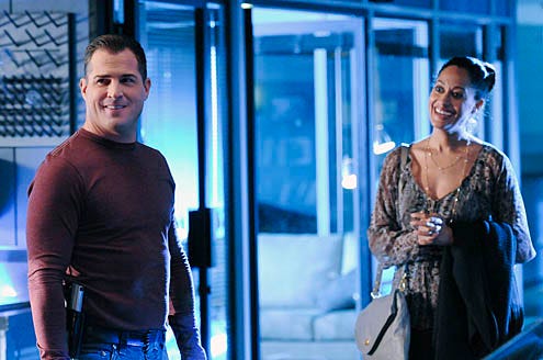 CSI - Season 11 - "All That Cremains" - George Eads as Nick Stokes and Tracee Ellis Ross as Gloria Parkes