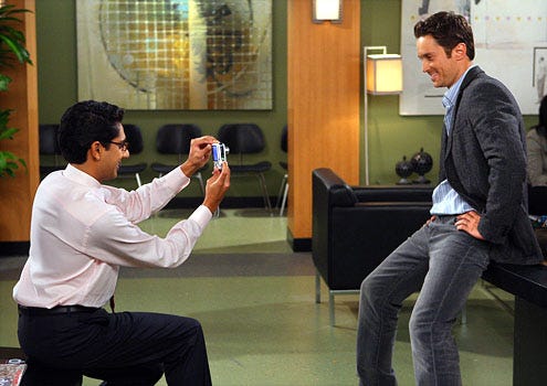 Rules of Engagement - Season 4 - "The Four Pillars" - Adhir Kalya as Timmy and Oliver Hudson as Adam
