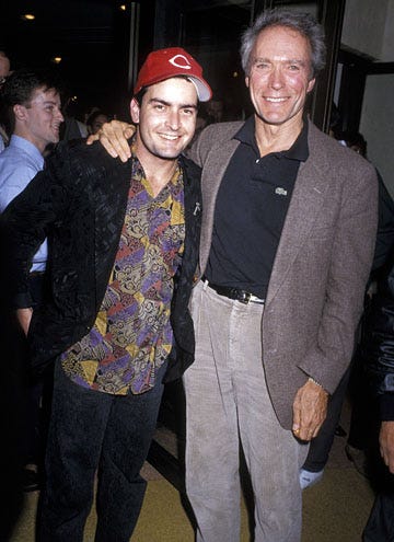 Charlie Sheen and Clint Eastwood - "The Rookie" premiere, December 6, 1990