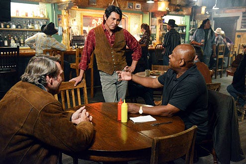 Longmire - Season 1 - "Unfinished Business" - Robert Taylor, Lou Diamond Phillips and Charles S. Dutton