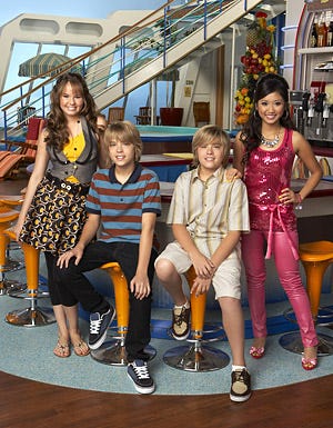 Suite Life on Deck - Season 1 - "The Suite Life on Deck" - Debby Ryan as Baily, Cole Sprouse as Cody, Dylan Sprouse as Zack and Brenda Song as London Tipton