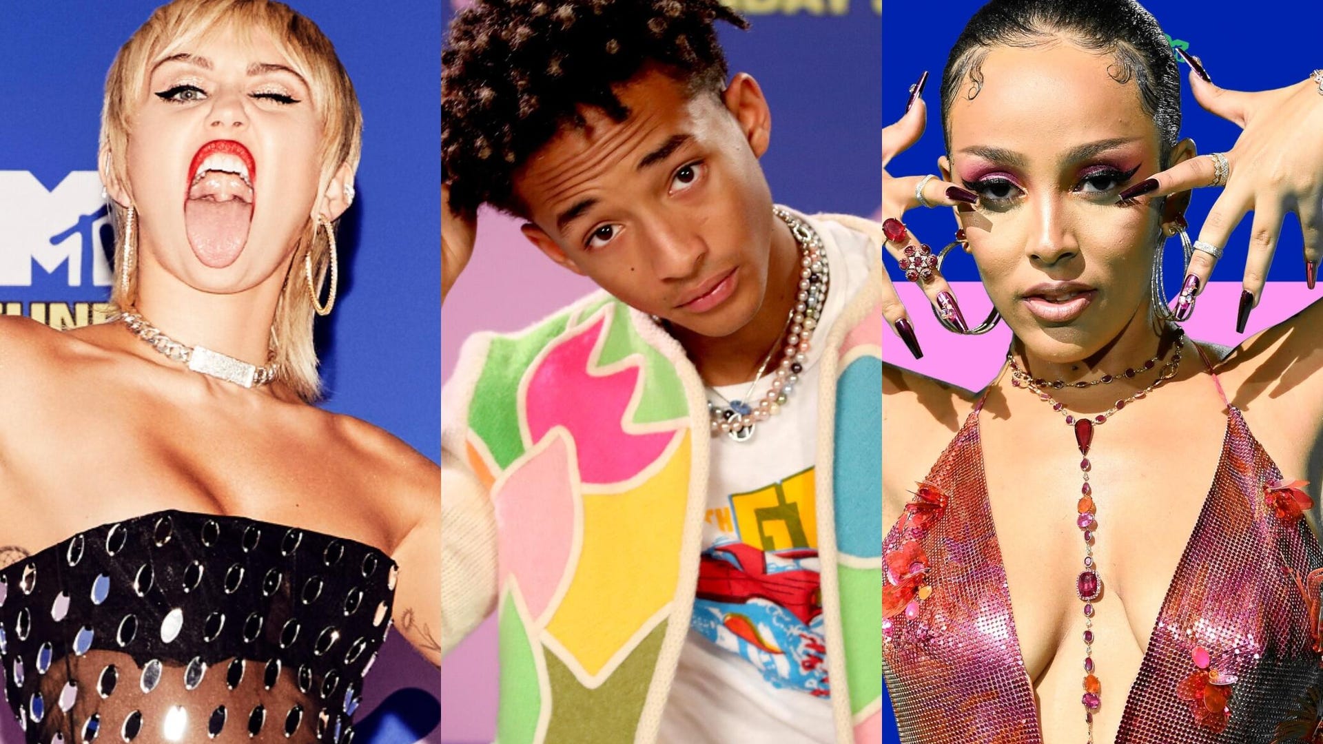   Miley Cyrus, Jaden Smith, and Doja Cat; 2020 MTV Video Music Awards