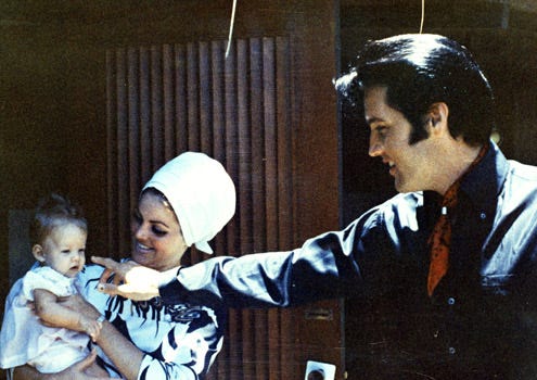 Lisa Marie Presley, Priscilla Presley & Elvis Presley in 1968