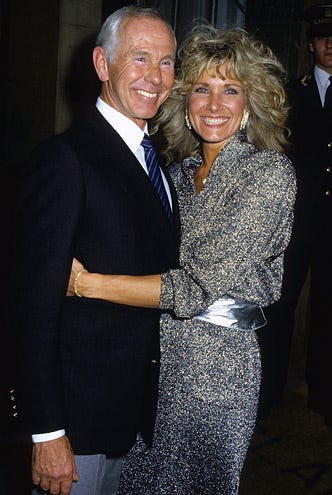 Johnny Carson and wife Alexis - Claridges, London, July 25, 1991