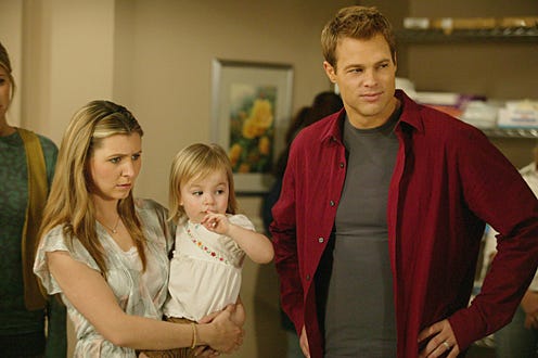 7th Heaven - Season 11 - "Good News for Almost Everyone" -  George Stults as "Kevin ",  Alyssa and Hannah Yadrick as "Savannah", and  Beverley Mitchell as "Lucy "