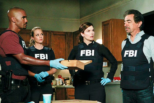 Criminal Minds - Season 8 - "The Pact" - Shemar Moore, A.J. Cook, Jeanne Tripplehorn and Joe Mantegna