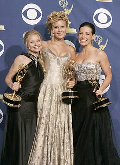 Emilie de Ravin, Maggie Grace and Evangeline Lilly - The 57th Annual Emmy Awards -2005