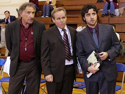 Numb3rs - Season 5 - "12:01 AM" - Judd Hirsch as Alan Eppes,  Peter MacNicol as Larry and David Krumholtz as Charlie