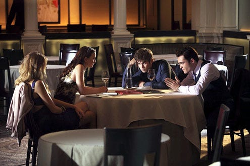 Gossip Girl - Season 4 - "The War at the Roses" - Blake Lively, Leighton Meester, Chace Crawford and Ed Westwick