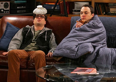 The Big Bang Theory - Season 1 - "The Pancake Batter Anomaly" - Johnny Galecki as Leonard and Jim Parsons as Sheldon
