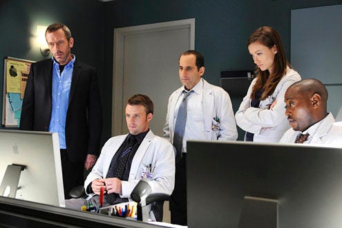 House - Season 6 - "Black Hole" - Hugh Laurie, Jesse Spencer, Peter Jacobson, Olivia Wilde and Omar Epps