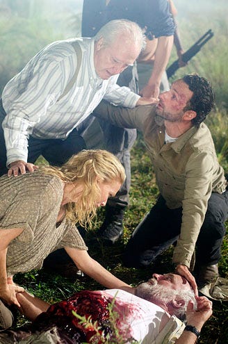 The Walking Dead - Season 2 - "Judge, Jury, Executioner" - Laurie Holden, Scott Wilson, Jeffrey DeMunn and Andrew Lincoln