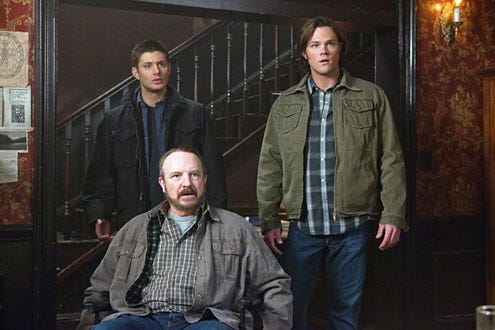 Supernatural - Season 5 - "Dead Man Don't Wear Plaid" - Jensen Ackles, Jim Beaver and Sam Padalecki