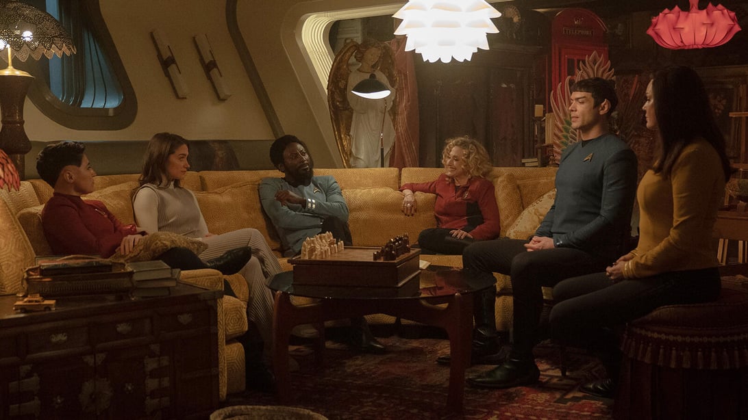 Melissa Navia, Melanie Scrofano, Babs Olusanmokun, Carol Kane, Ethan Peck, and Rebecca Romijn, Star Trek: Strange New Worlds