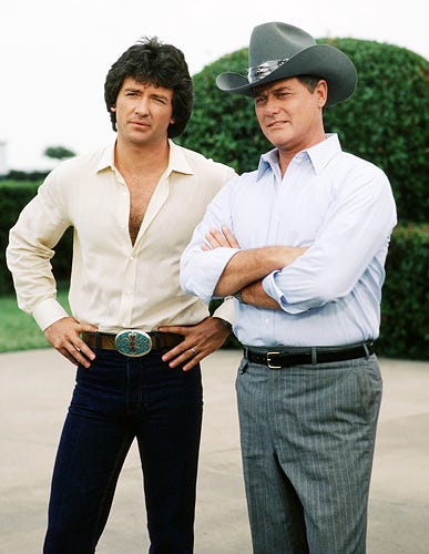 Patrick Duffy and Larry Hagman - Dallas - August 1982 episode