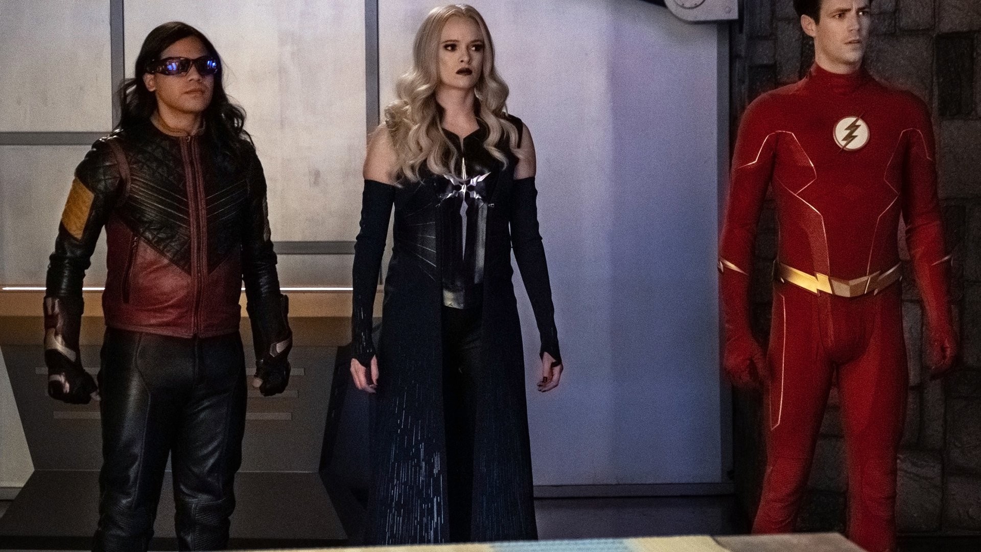 Carlos Valdes, Danielle Panabaker, Grant Gustin, The Flash