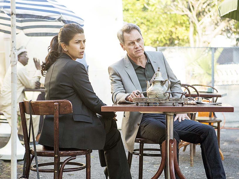 Homeland - Season 4 - "From A to B and Back Again" - Nimrat Kaur and Mark Moses