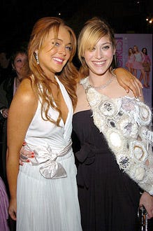 Lindsay Lohan and Lizzy Caplan - "Mean Girls" New York City Premiere, April 23, 2004