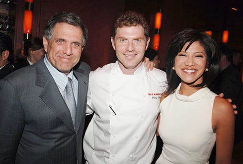 Les Moonves, Bobby Flay and Julie Chen - Opening Party Bar Americain, April 18, 2005