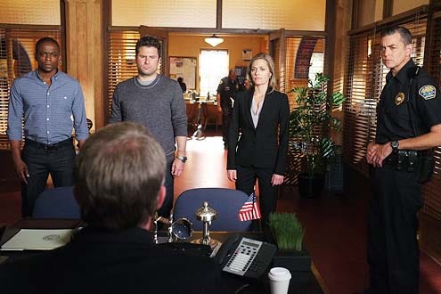 Psych - Season 8 - "Someone's Got a Woody" - Dule Hill, James Roday, Maggie Lawson and Timothy Omundson